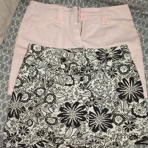 Two skorts pink and black and white